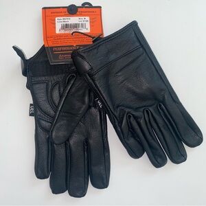 Milwaukee Leather Mens Motorcycle Gloves Black Gel Padded Palm Adj Wrist Sz M